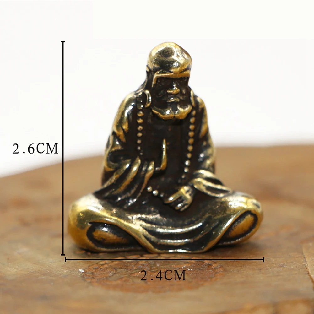 AEE6-Retro Brass Dharma Buddha Mini Statue Bodhidharma Master Figurines Desk Decoration Handcrafts Gifts Miniatures