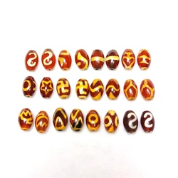 2Pcs/Lot 8*12mm Agate Beads Yellow/Red Chalcedony Ruyi Money Hook Lotus Various Totem Dzi Beads Jewelry DIY Free Shipping