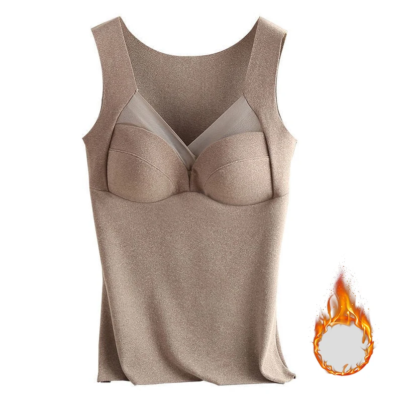 1pcs Woman Thermal Underwear Autumn WinterThermo Lingerie Soft Warm Top Wear Thermo Vest  Undershirt With Bra Padded