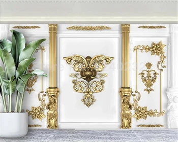 Beibehang özelleştirilmiş modern avrupa altın kabartmalı oturma odası TV kanepe yatak lüks ev dekorasyon duvar kağıdı