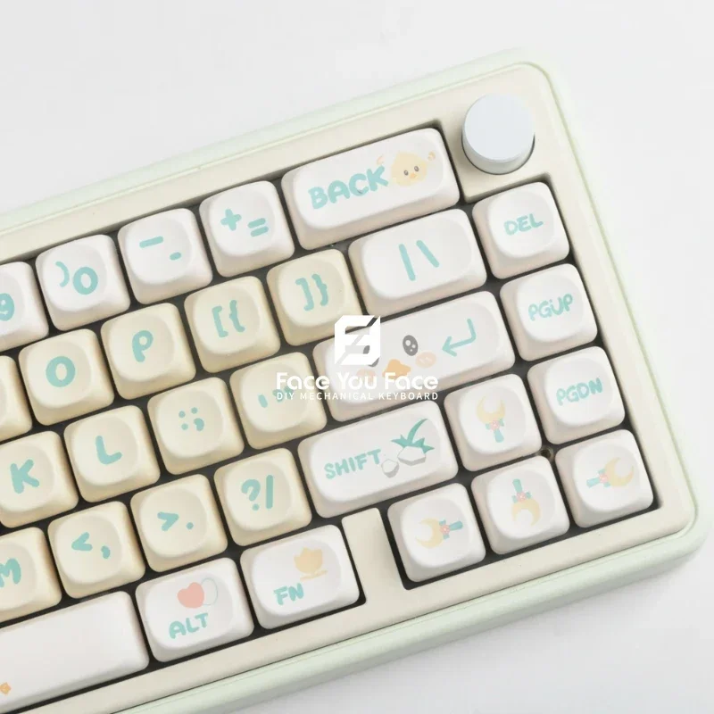 Picnic Duckling Key Cap Cute Cartoon MOA Profile 142 Keys/set PBT Thermal Sublimation Mechanical Keyboard for Customization