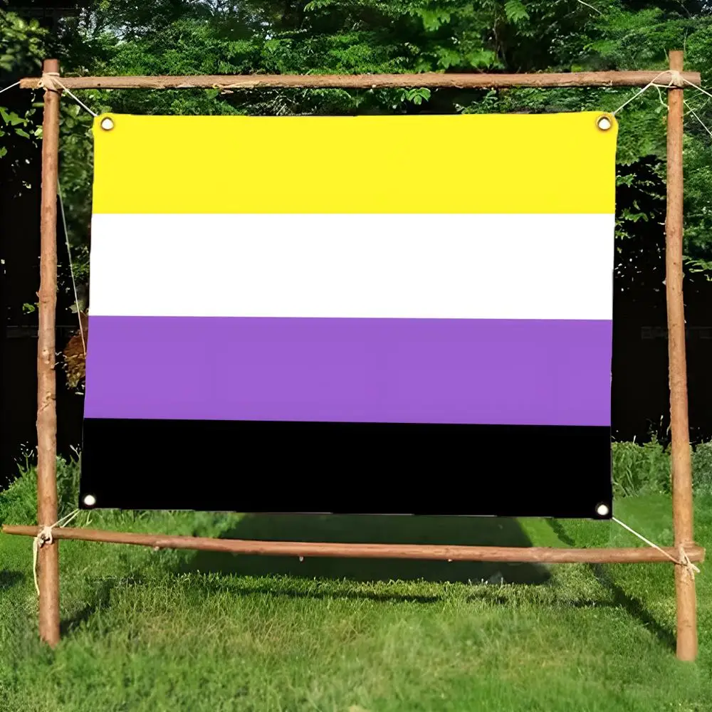 identity wristband charm Nonbinary Pride Flags Daily four ring borderless design indoor outdoor decor easy hang install