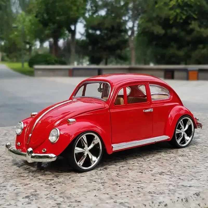 Coche clásico Volkswagen Beetle 1:24, vehículo de juguete de Metal de aleación fundido a presión, modelo de coche de alta simulación, colección de