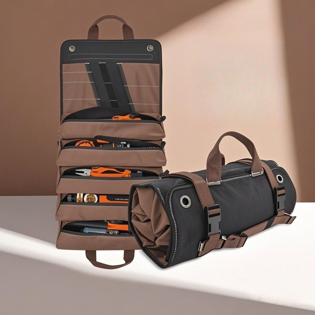 Wear-resistant Oxford cloth large-capacity roll-up hand tool bag, multi-functional large-capacity outdoor work handbag - view 2
