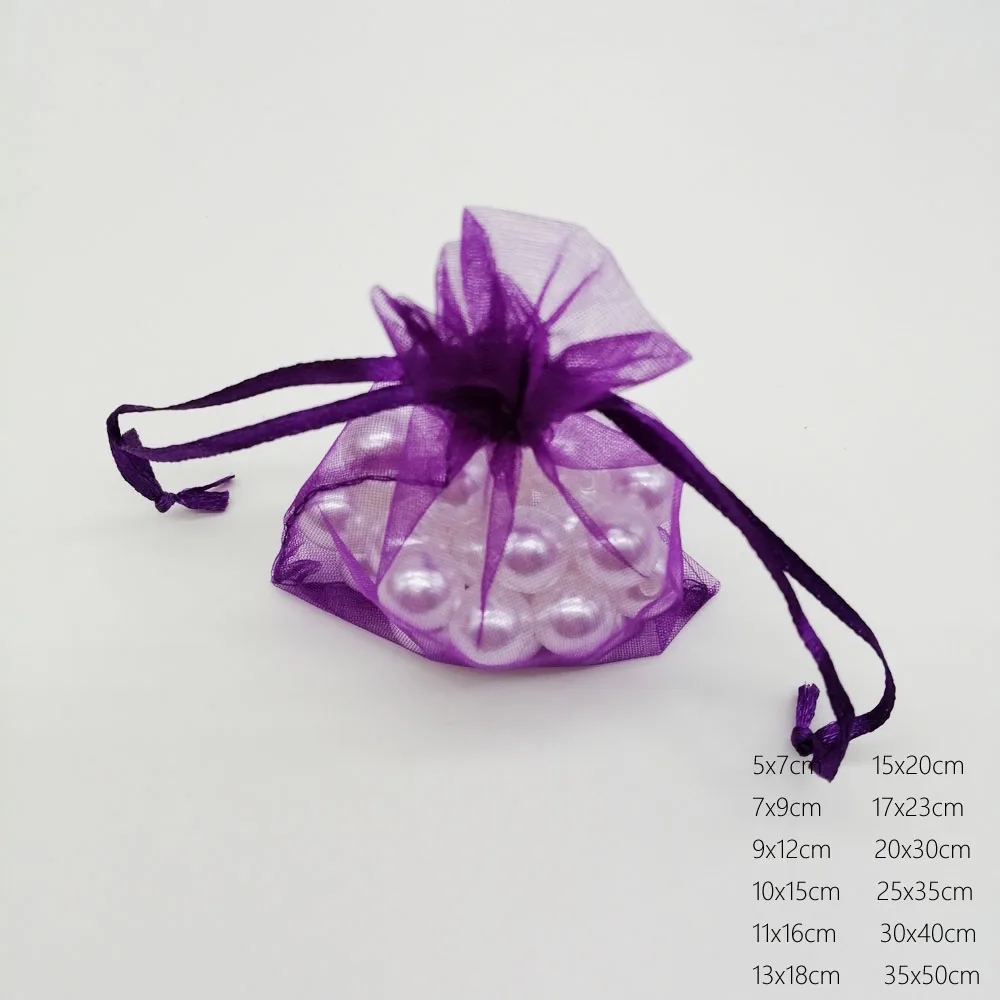 Imagem -03 - Escuro Roxo Organza Bolsa Cordão Bolsa Bolsas de Jóias Presentes para o Casamento Natal Exibição de Jóias Embalagem Bolsas Diy 1000 Peças