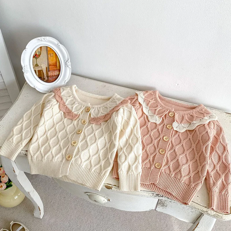 2024 New Spring Infant Baby Girls Knitted Clothing Set Long Sleeved Knitted Cardigan+Shorts Toddler Baby Knitting Clothes Suit