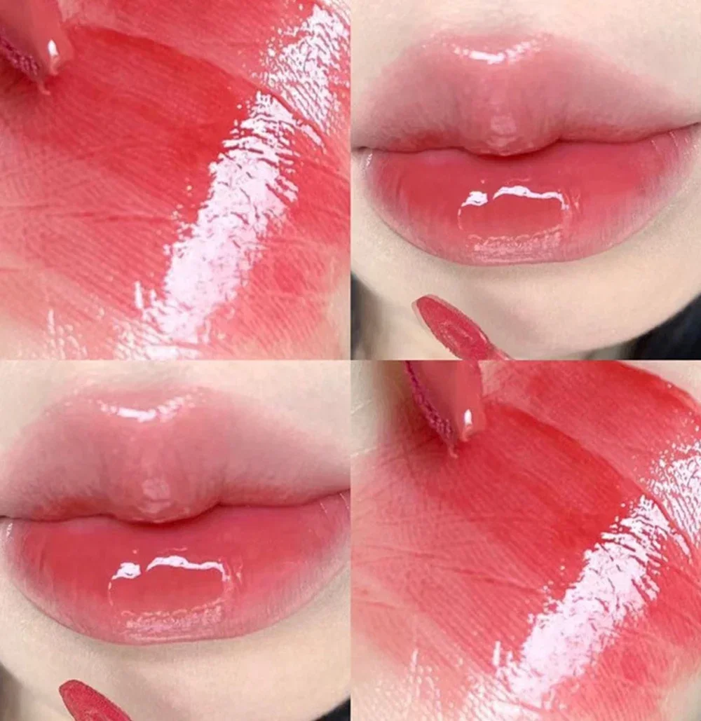 Water Mirror Lipstick Kit Moisturizing Lasting Non-stick Cup Lip Glaze Bubble Bear Liquid Lipsticks Women Lip Korean Makeup Sets