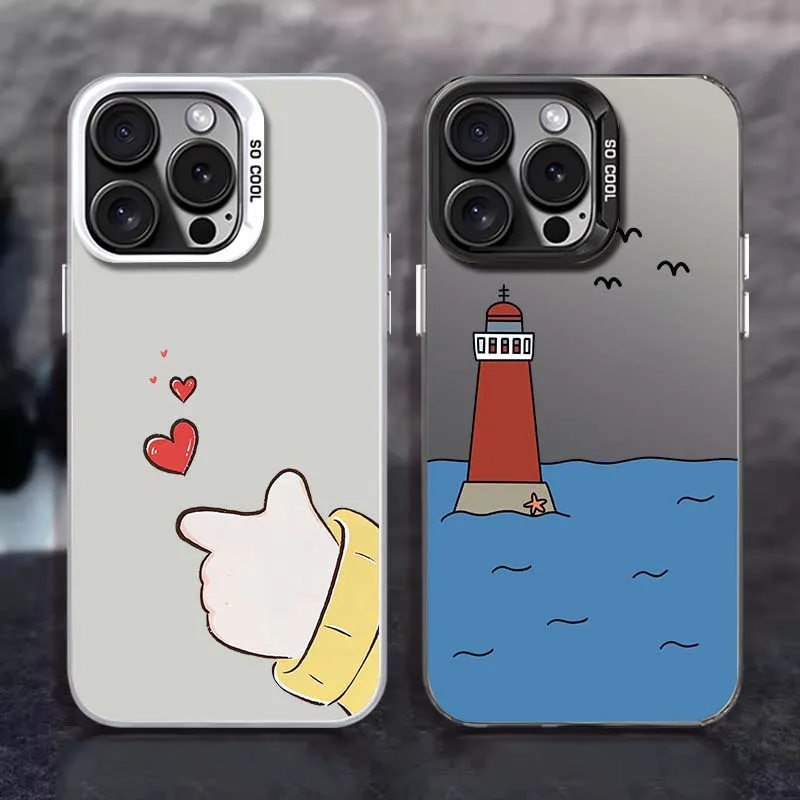 

Ocean-themed couple's collection phone case for iPhone 16 15 14 13 12 11 Pro/ Max/Plus shock-proof rear cover anti-fingerprint