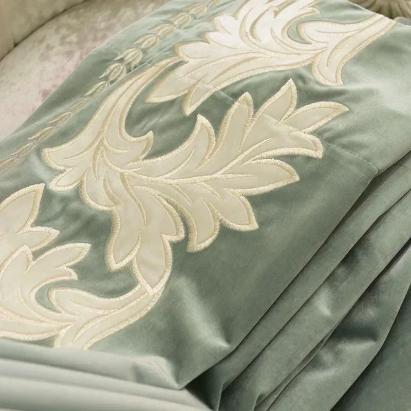 Cortinas de lujo de estilo europeo para sala de Estar, comedor, dormitorio, bordadas, opacas, costura, puerta, ventana, personalizadas