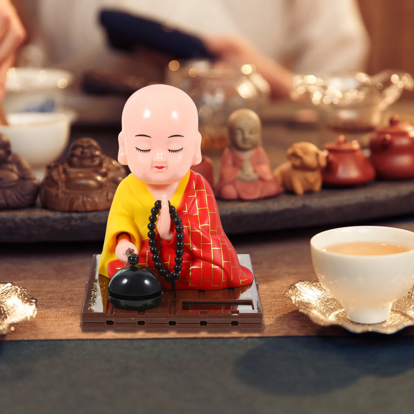 

Solar Monk Toy Desktop Car Decor Mini Monk Statue Plastic Zen Buddha Gift for Kids