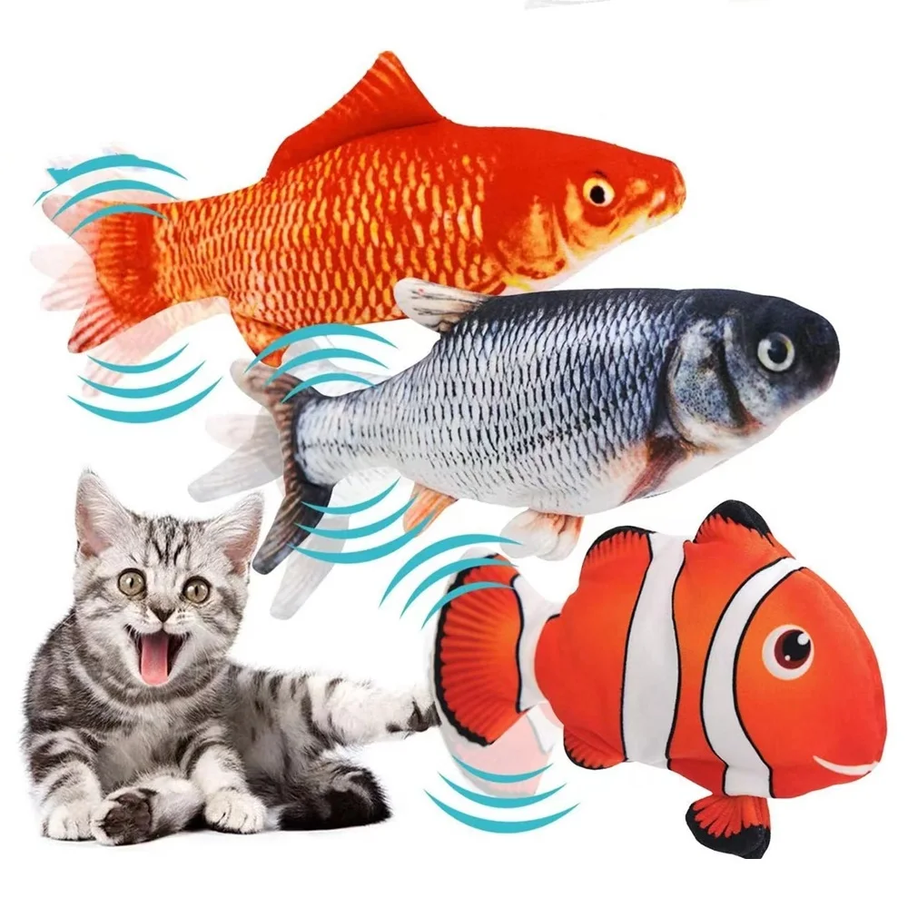 

Floppy Fish Cat Toy,Realistic Plush Moving Fish Cat Toy,11" Interactive Catnip Toy,Perfect for Kittens to Bite,Chew and Kick