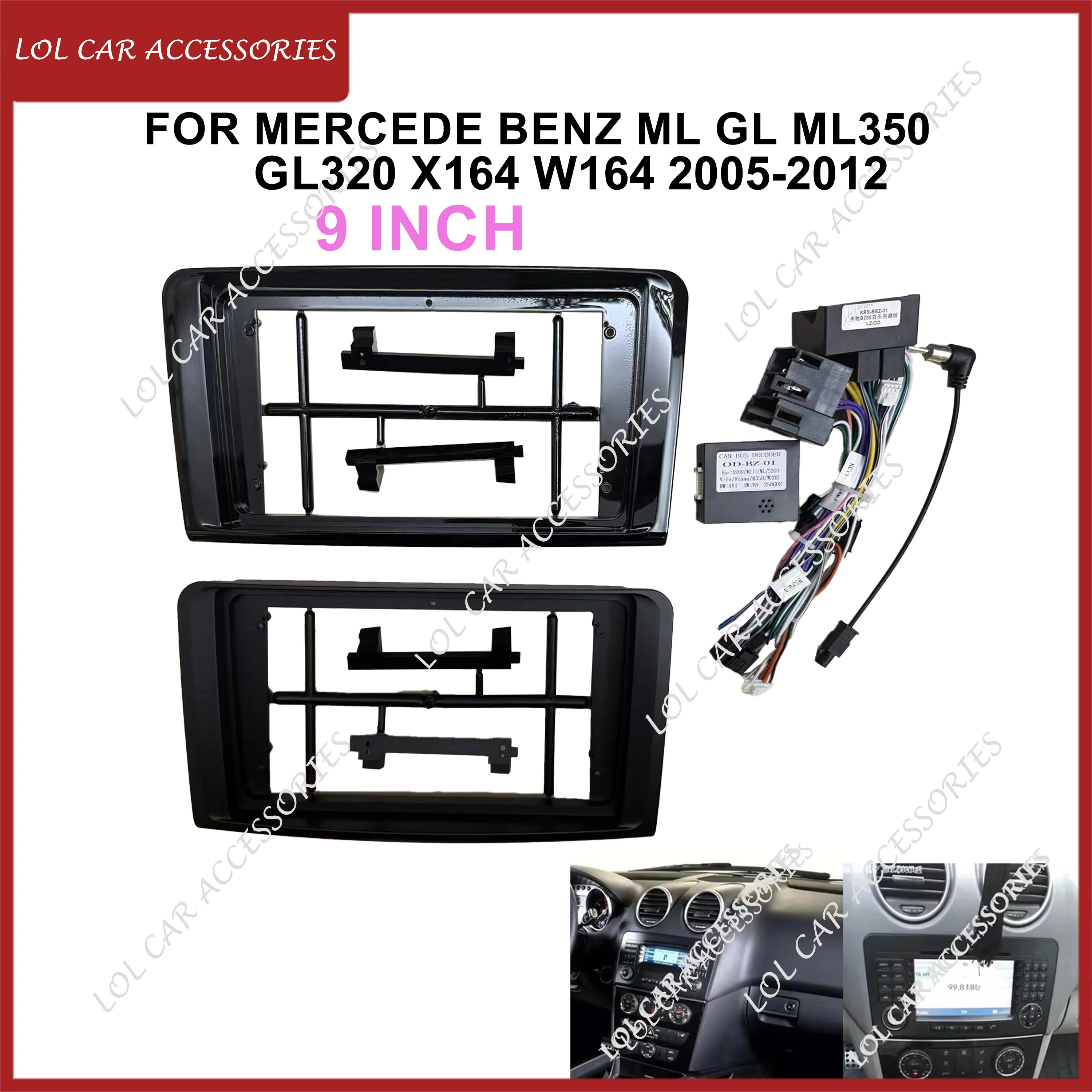 9 Zoll für Mercedes Benz ml gl ml350 gl320 x164 w164 Autoradio Stereo Android GPS MP5-Player Blende Planel Rahmen Armaturen brett Abdeckung
