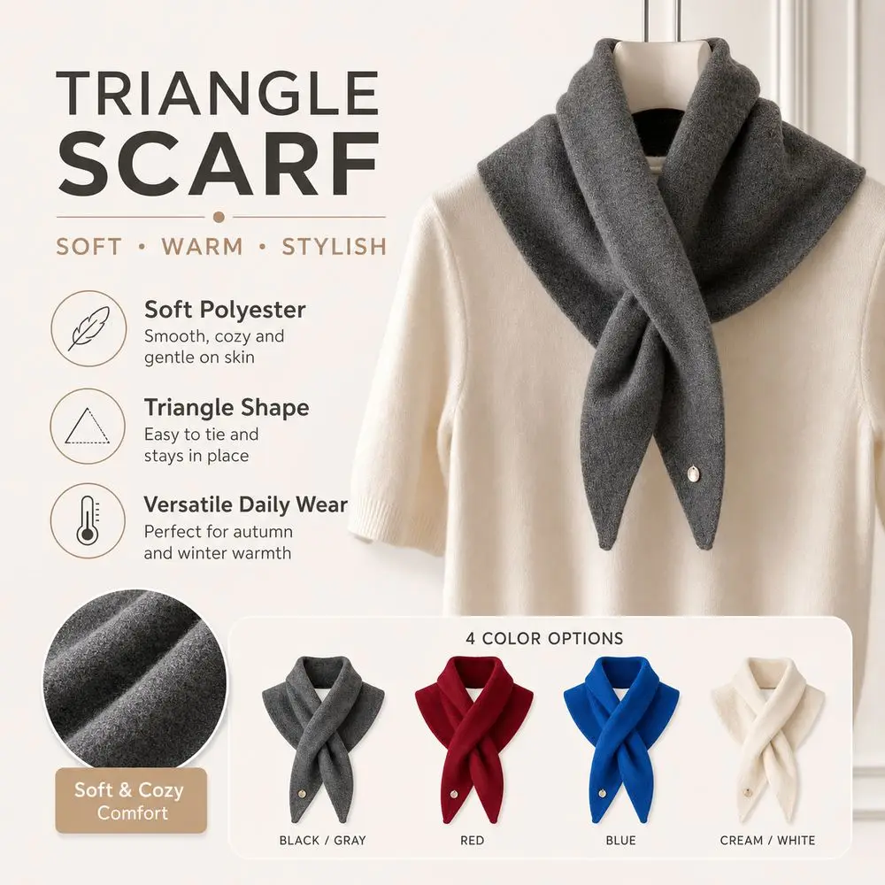 New Soft Triangle Scarf Versatile Neck Warmer Wrap Shawl Solid Color Small Scarf Women
