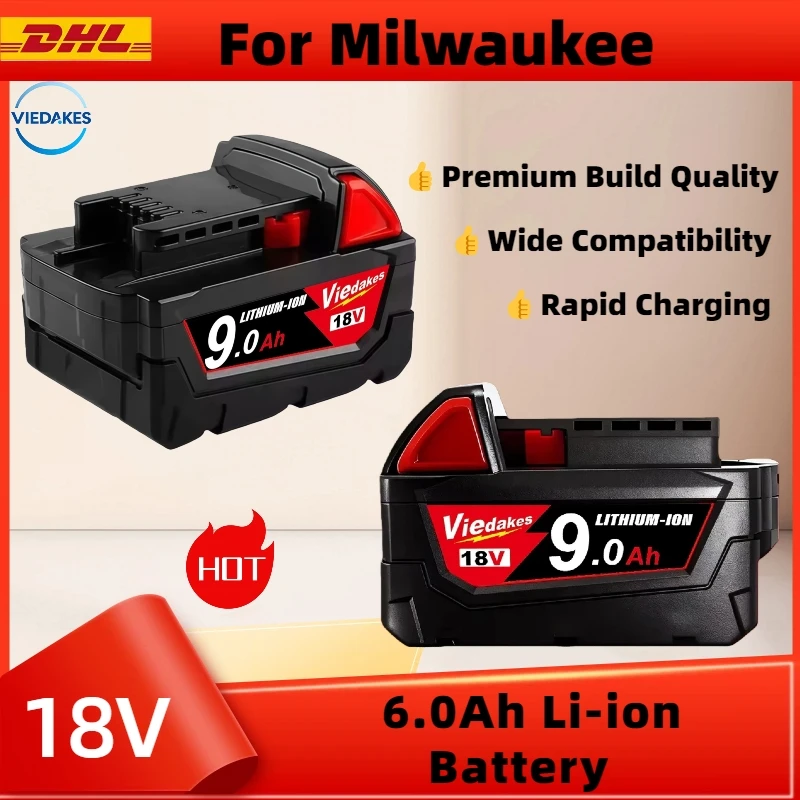6.0Ah 9.0Ah for Milwaukee battery M18B5 6Ah 9Ah 4811-1850 1815 for Milwaukee M18 18V Tool Lithium Ba