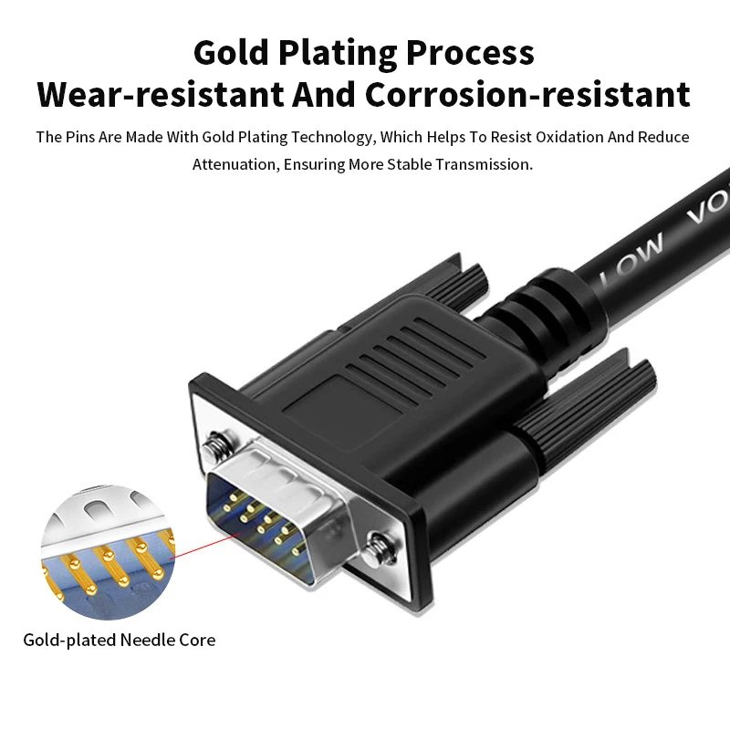 Industrial Grade RS232 Serial Port DB9 Single Head Wire 9Pin Solder-free Connection Line Male Female Double Shielded Data Cable