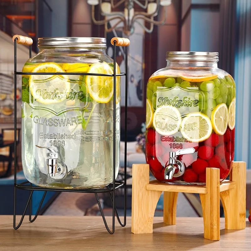 Glass wine barrel wine bottle dessert table drink barrel beer fruit tea pot Internet celebrity Cola tong container free items