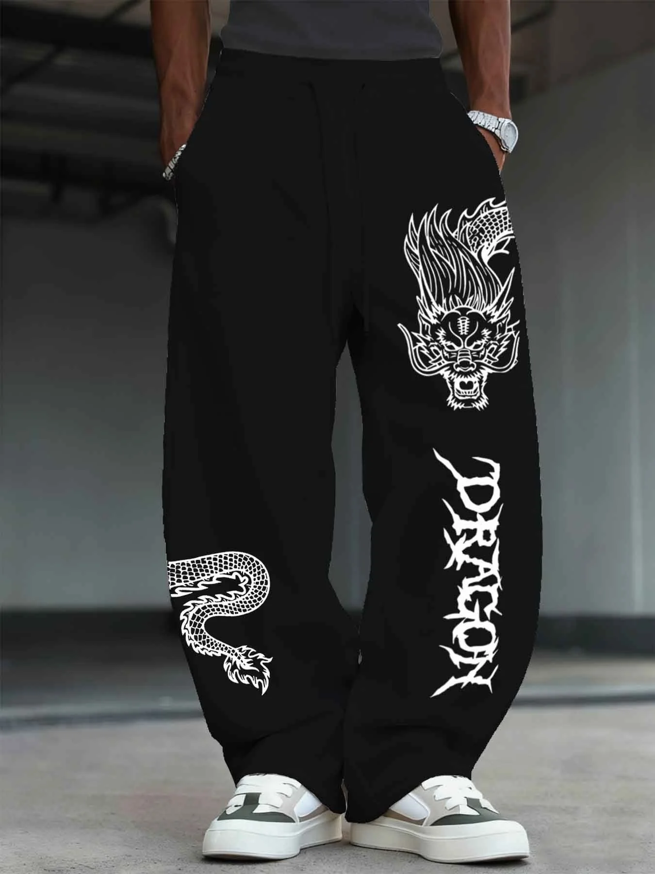 Pantalon Long de sport ample et décontracté pour hommes, motif Dragon Soaring, cordon de serrage, pour le printemps et l'automne, vêtements d'extérieur et de maison