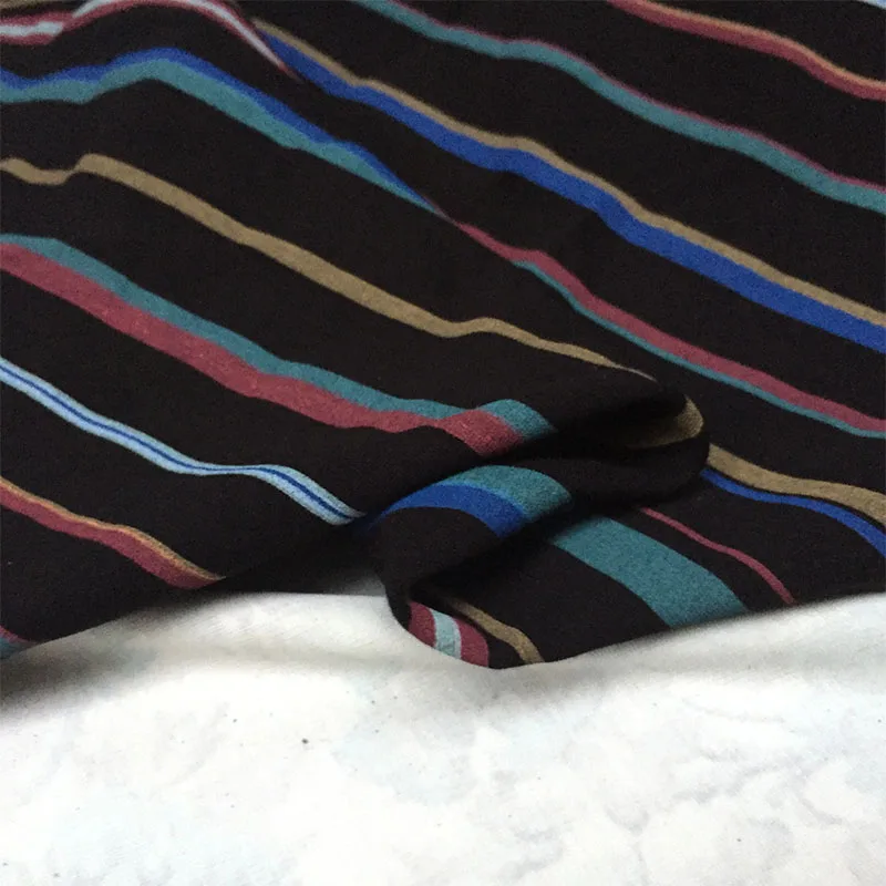 

Полосатая хлопковая трикотажная ткань для платья на метр, черная, серая, европейско-американская, весенне-осенняя, высокоэластичная ткань для комплекта одежды