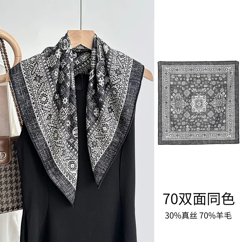 Winter New Women's Scarf Double-Sided Same Color Wool Large Kerchief Fashion