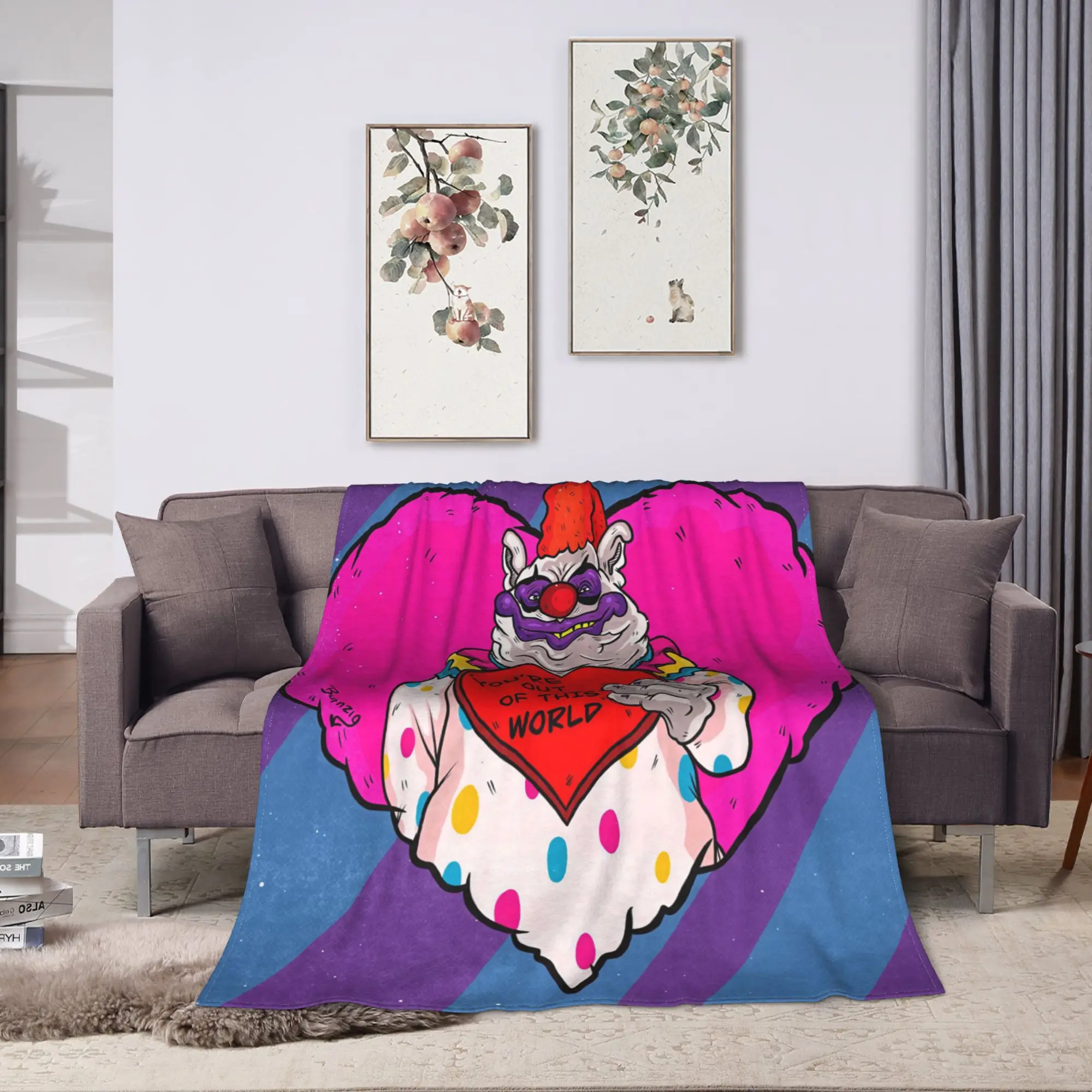 Killer Klowns From Outer Space Wax Flannel Blankets  Soft Bedding Throws for Couch Bed Travel Graphic Bedspread Sofa Bed Cover