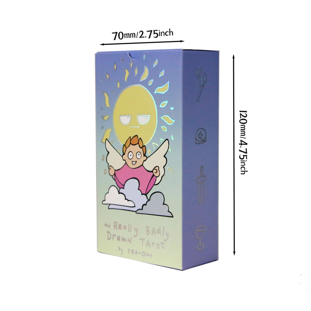 

12x7 Cm Holographic The Really Badly Drawn Tarot with Really Badly Written Guidebook PDF Gilded Silver