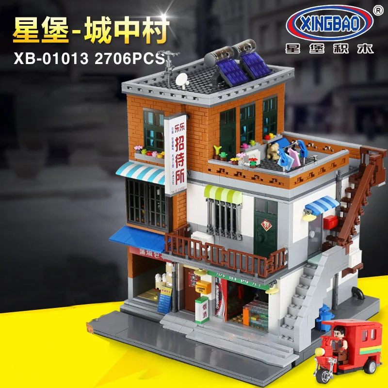 

XINGBAO 01013 Urban Village Guesthouse Model Modular Street View Series DIY Toys Building Blocks Boys' Holiday Gifts 2701Pcs
