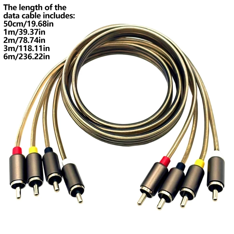 Q6PA 4 Male to Male Cable, Molded End Build Speaker Cable for Vehicle Sound Processor Wiring & Home Sound Component Use