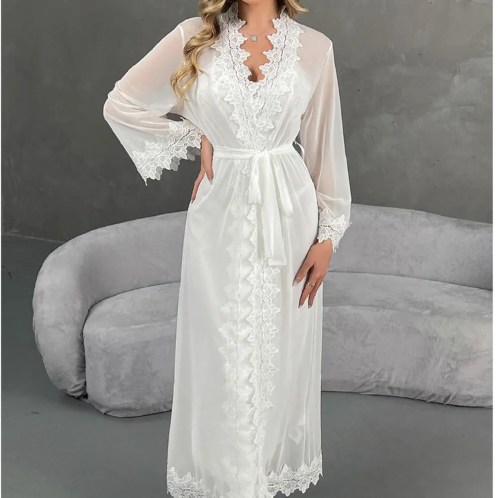 Abbigliamento da donna Pigiama sexy in pizzo Abbigliamento per la casa Completi a due pezzi Donna Backless Elegante e confortevole Set per la casa Tinta unita Leace-up