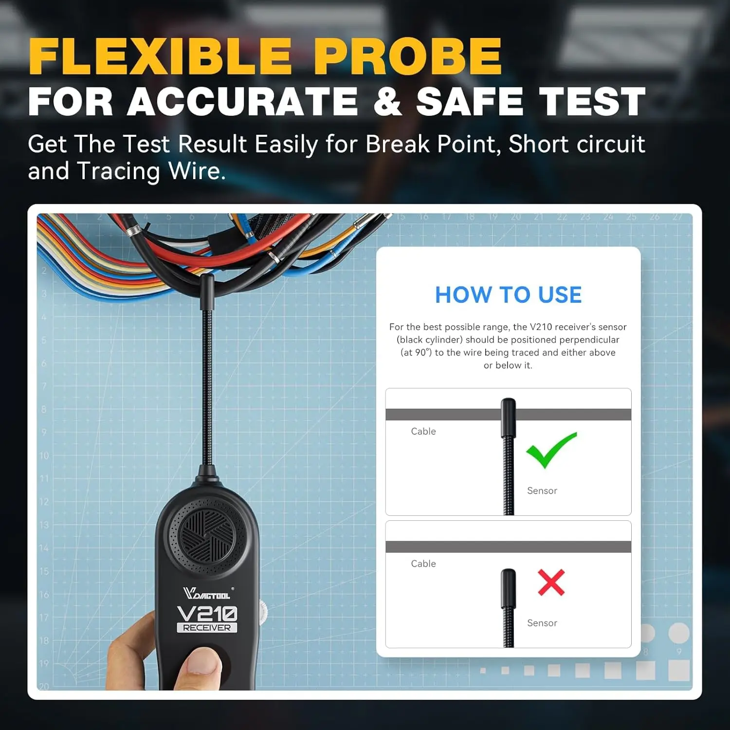 VDIAGTOOL V210 Automotive Electrical Circuit Tester Car Power Probe Tester 12V 24V Test Light Polarity Pen Auto Diagnostic Tool view 4