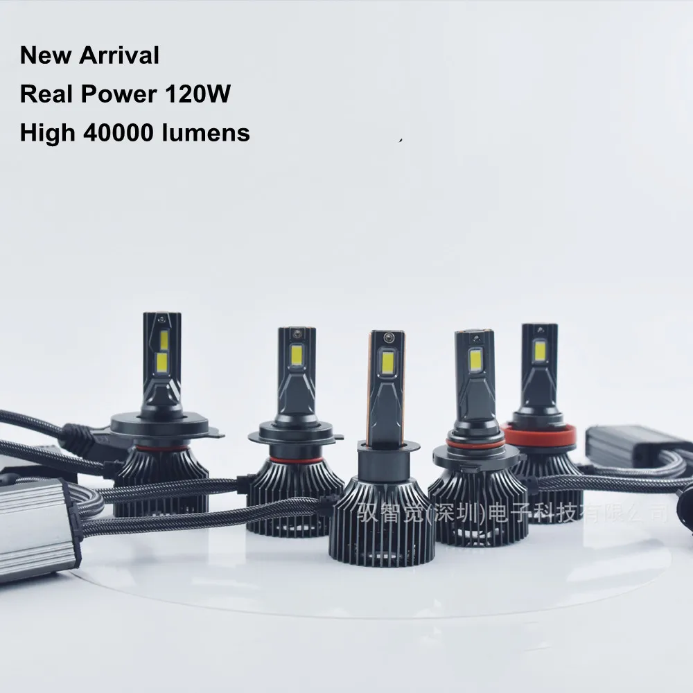 

H7 LED Headlight Bulb, H11/H8,9005/9006,H1,H4 120W High Power 40000LM 6500K Cold White 3570 CSP Chips Conversion Kit Adjustable