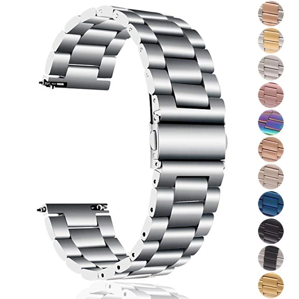 Pulseira de metal de aço inoxidável para Garmin Forerunner, 20mm, 22mm, 165, 245, 645, 55, 255, 265, Vivoactive 5, 4, 3, Venu Sq 2, Active 5