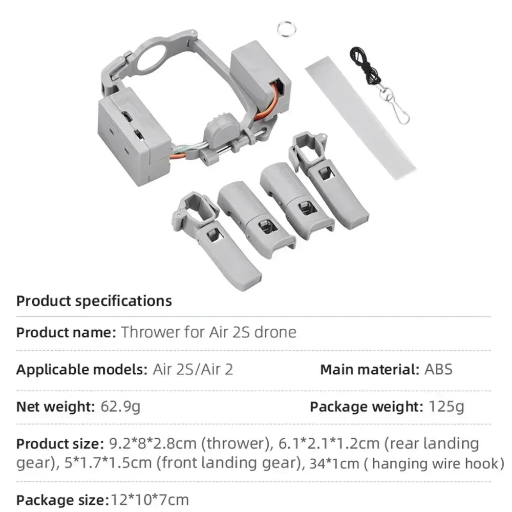 BRDRC Airdrop Thrower  for DJI Air 2S/Mavic Air 2 Drop System Transport Device with Landing Gear Ring Gift Deliver Accessories