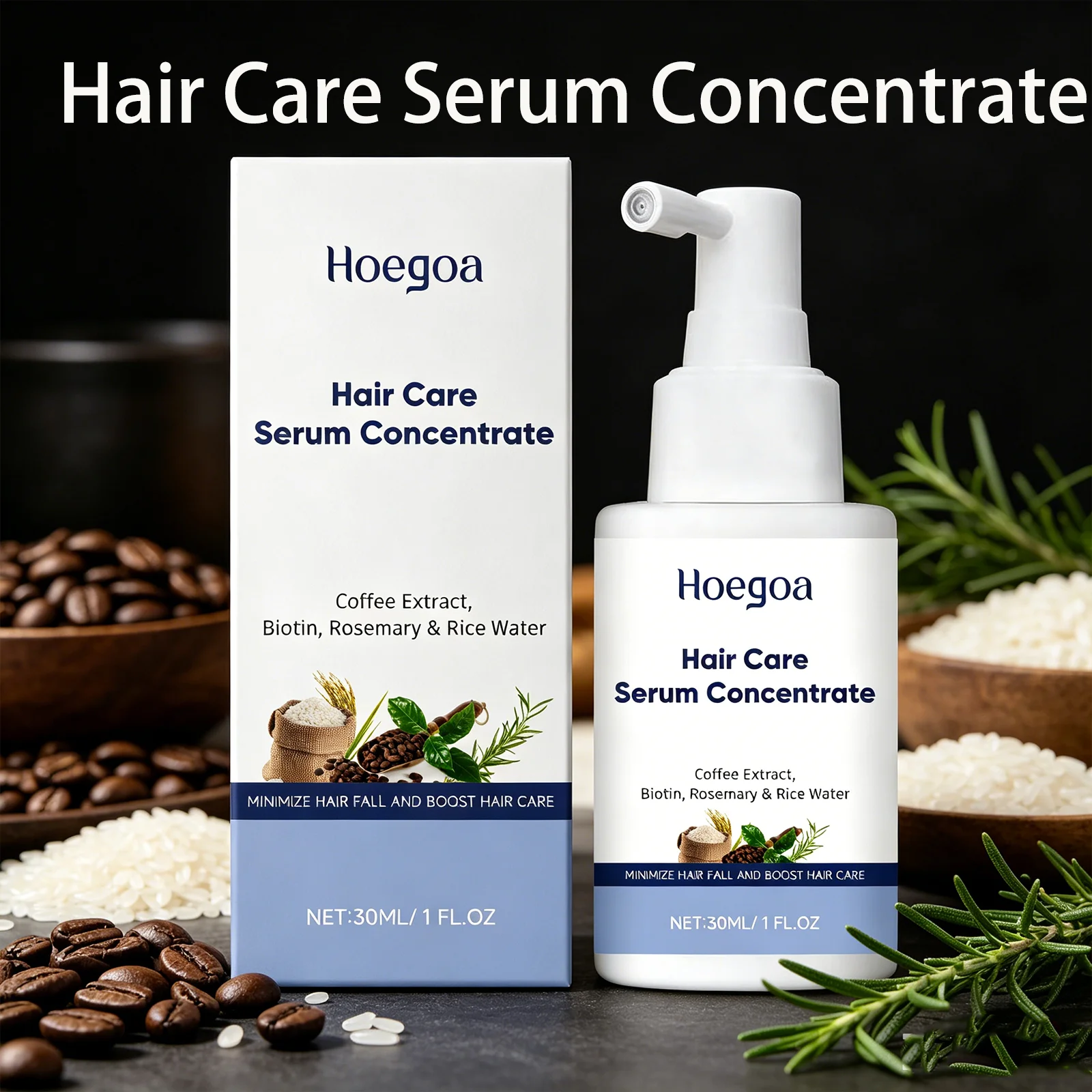 Suero para el Cuidado del Cabello con Cafeína, Biotina y Agua de Arroz, Acondicionamiento Profundo, Nutre, Fortalece las Raíces, Mejora la Calidad del Cabello, Cuidado Diario del Cabello