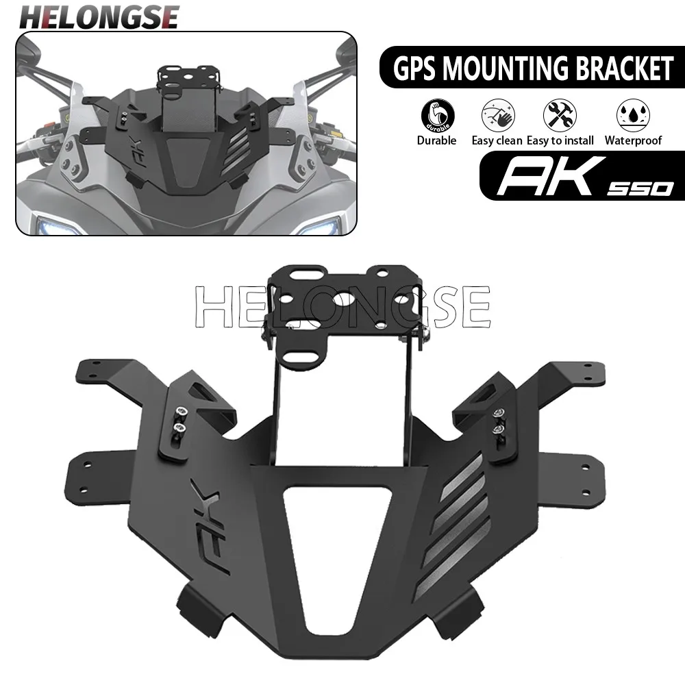 

For KYMCO AK 550 AK550 Premium 2023-2026 HELONGSE Windshield Mount Front Phone Stand Holder Phone GPS Navigaton Plate Bracket