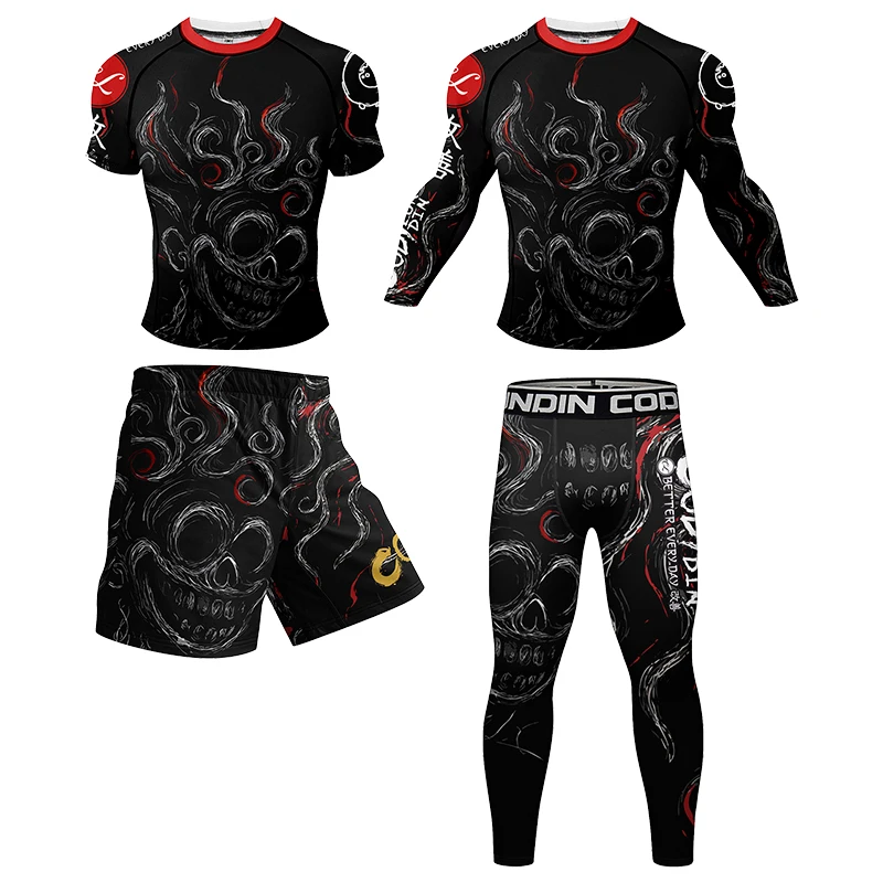 

Cody Lundin Slim Fit Бодибилдинг Мужские спортивные комплекты для спортзала Термотрансферный принт Быстросохнущий комплект для джиу-джитсу для тренировок ММА из 4 предметов