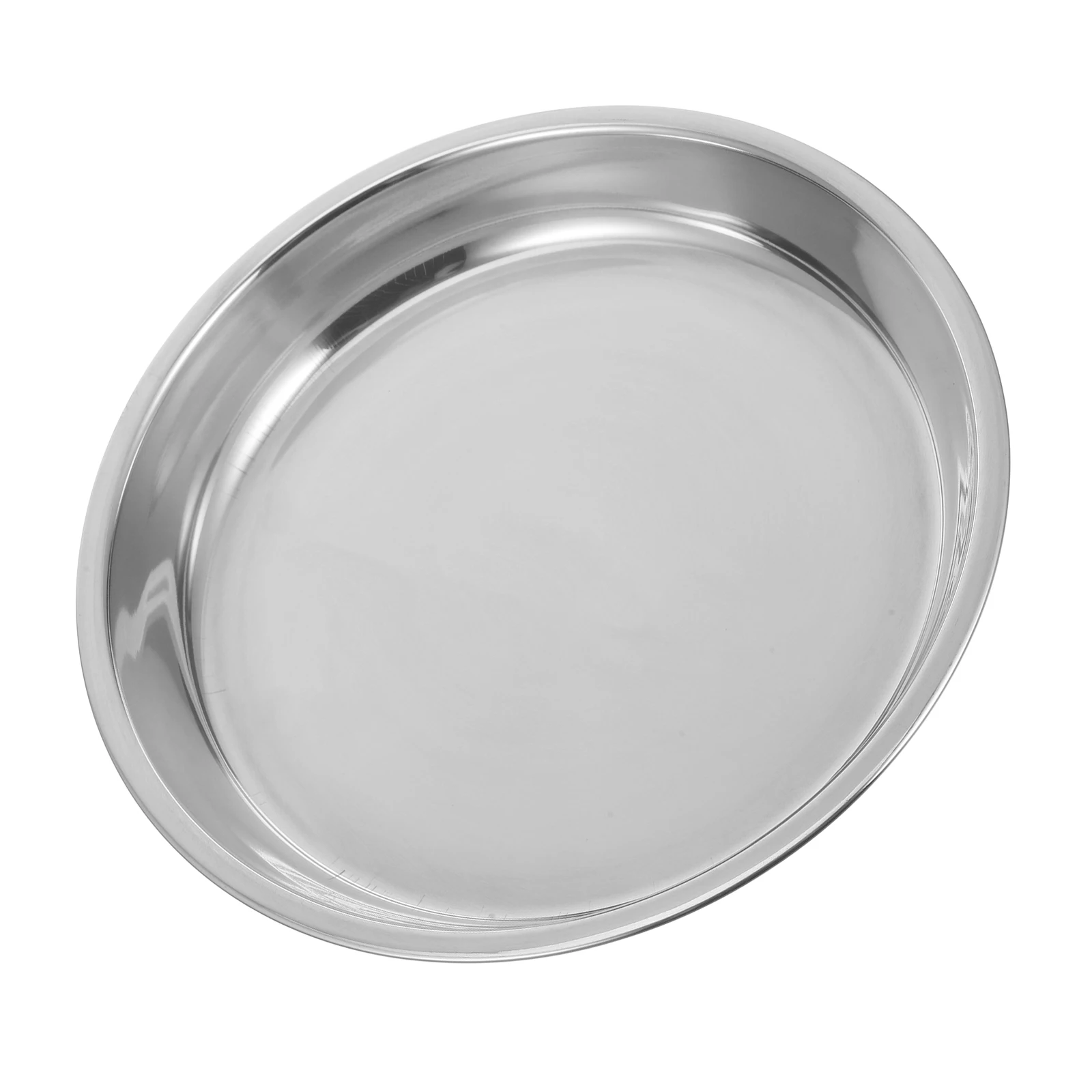 

Stainless Steel Dinner Plate Round Flat Bottom Easy Clean Food Tray Cake Pan Baking Sheet Kitchen Container