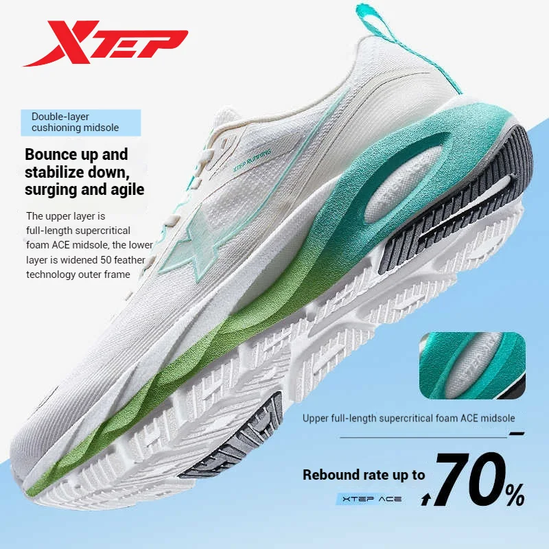 Xtep Lingbu 2.0 Running Shoes Male 2025 Spring ACE Support Feather Foam Sports Shoes  Stability Advanced Sneakers 875119110001