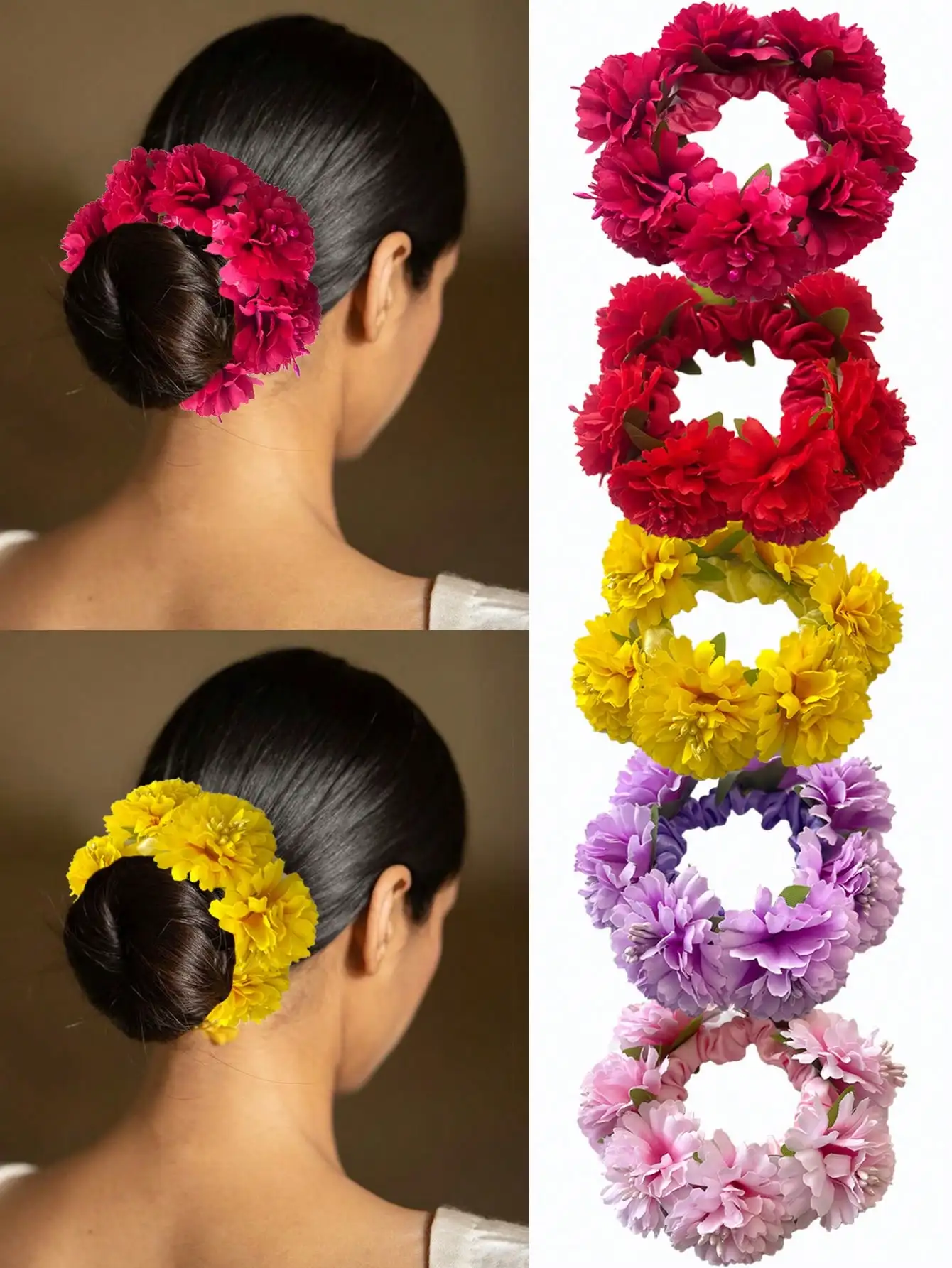 

Floral Fabric Hair Scrunchie for Bun or Ponytail - 5 Colors