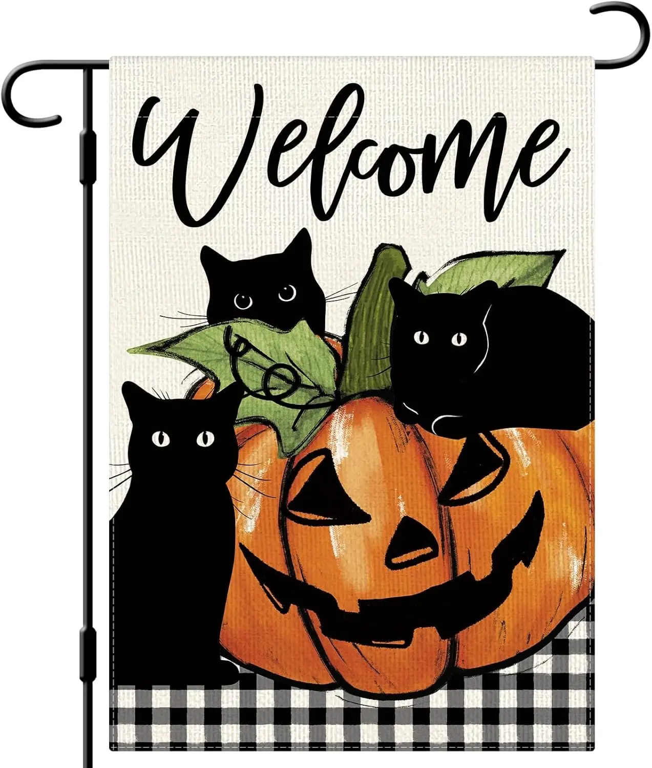 DLZDN Halloween Black Cat Garden Flag Ghost Pumpkin Garden Flag Welcome Yard Flag 12×18 Inch Double Sided Vertical Rustic Farmho