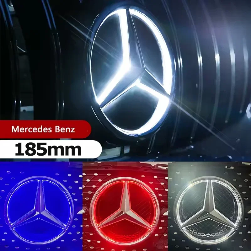 Car Led Badge Front Emblem Grill Light for Mercedes Benz W166 W176 W204 W207 W212 W218 W245 W251 W463 185mm Auto Accessories