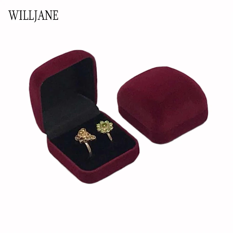 Wholesale Double Wedding Rings Box Velvet Engagement Ceremony Valentine's Gift Couple Ring Jewelry Packaging Storage Organizer