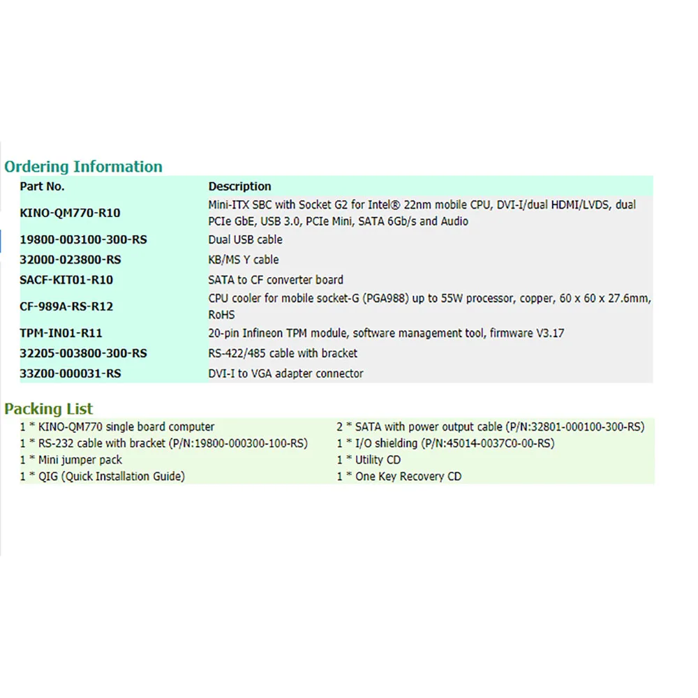 Original Industrial Computer Motherboard For IEI KINO-QM770-R10 M-ITX Perfect Test Good Quality