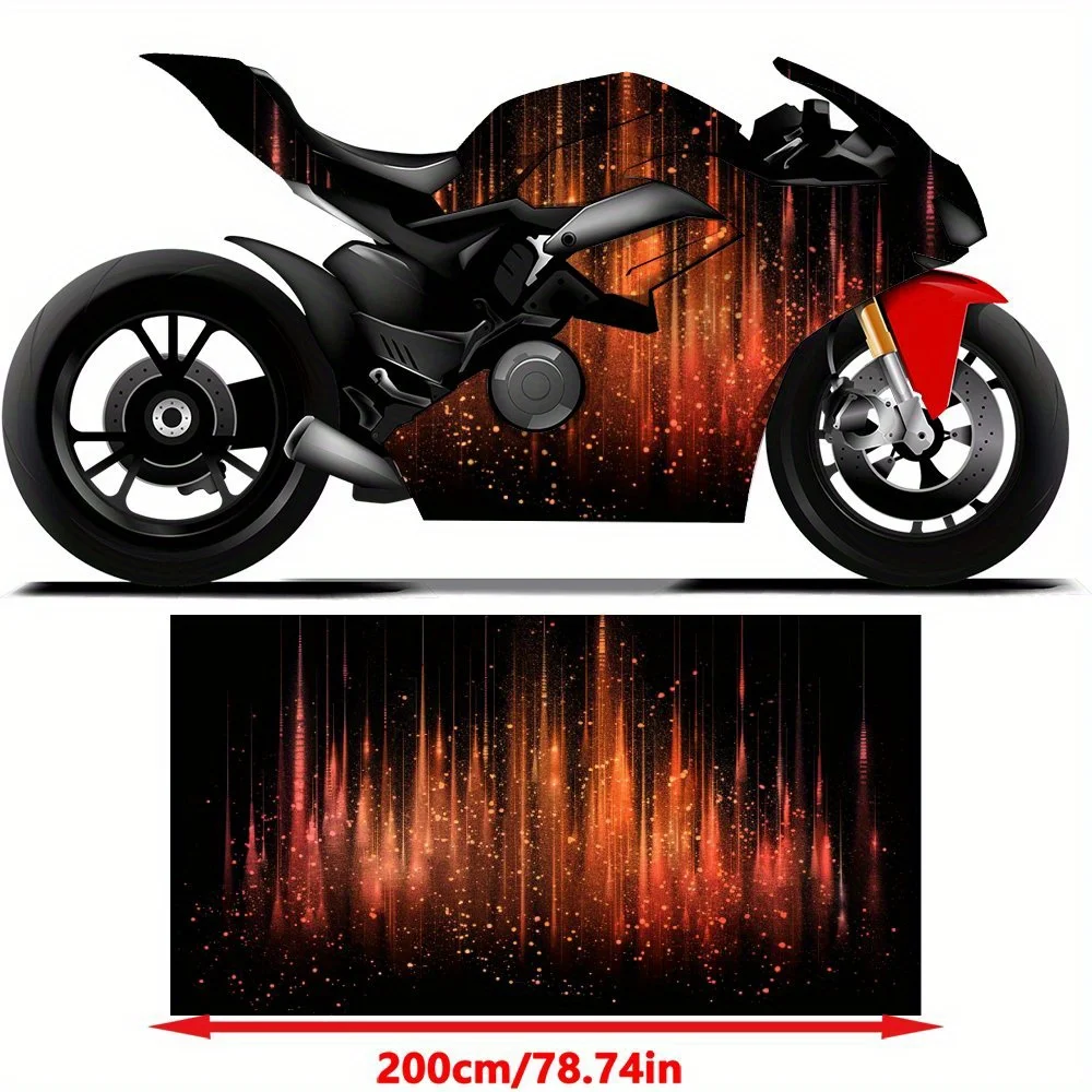 

Dynamic Red-Orange Burst, Vertical Energy Stickers, Bold Bike Decoration，Motorcycle Vinyl Wrap, Waterproof Removable Decal Stick