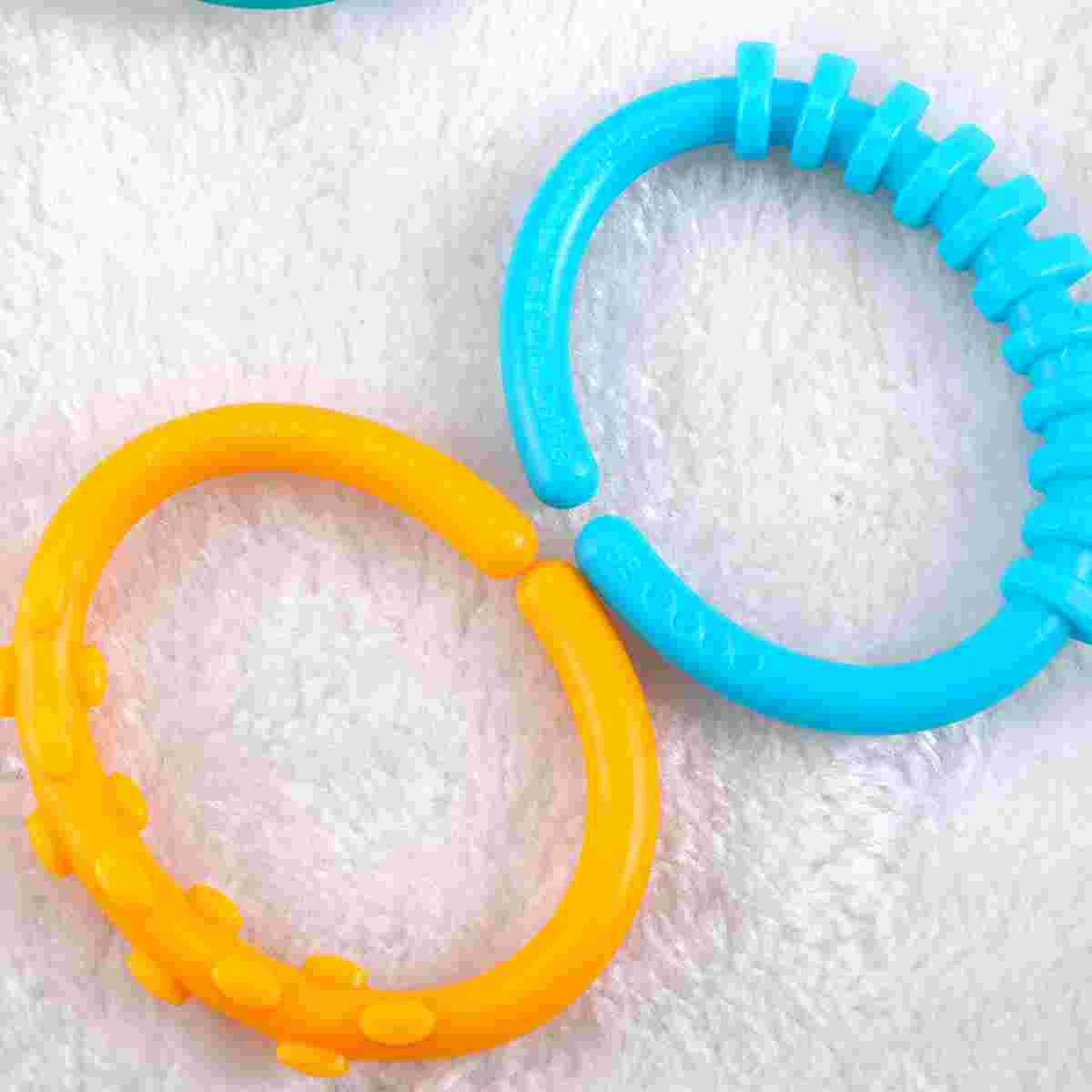 24 Pcs Baby Grip Toys Stroller Teether Ring Links Rubber Rings Infant Non-toxic