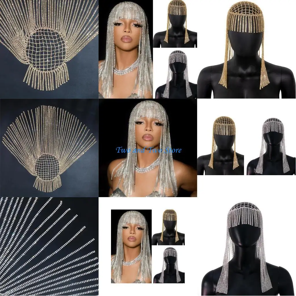 

HX6F Crystal Head Chain Wedding Headpieces for Lady and Girls Pageant Prom Glinting Rhinestones Bride Hair Jewelry