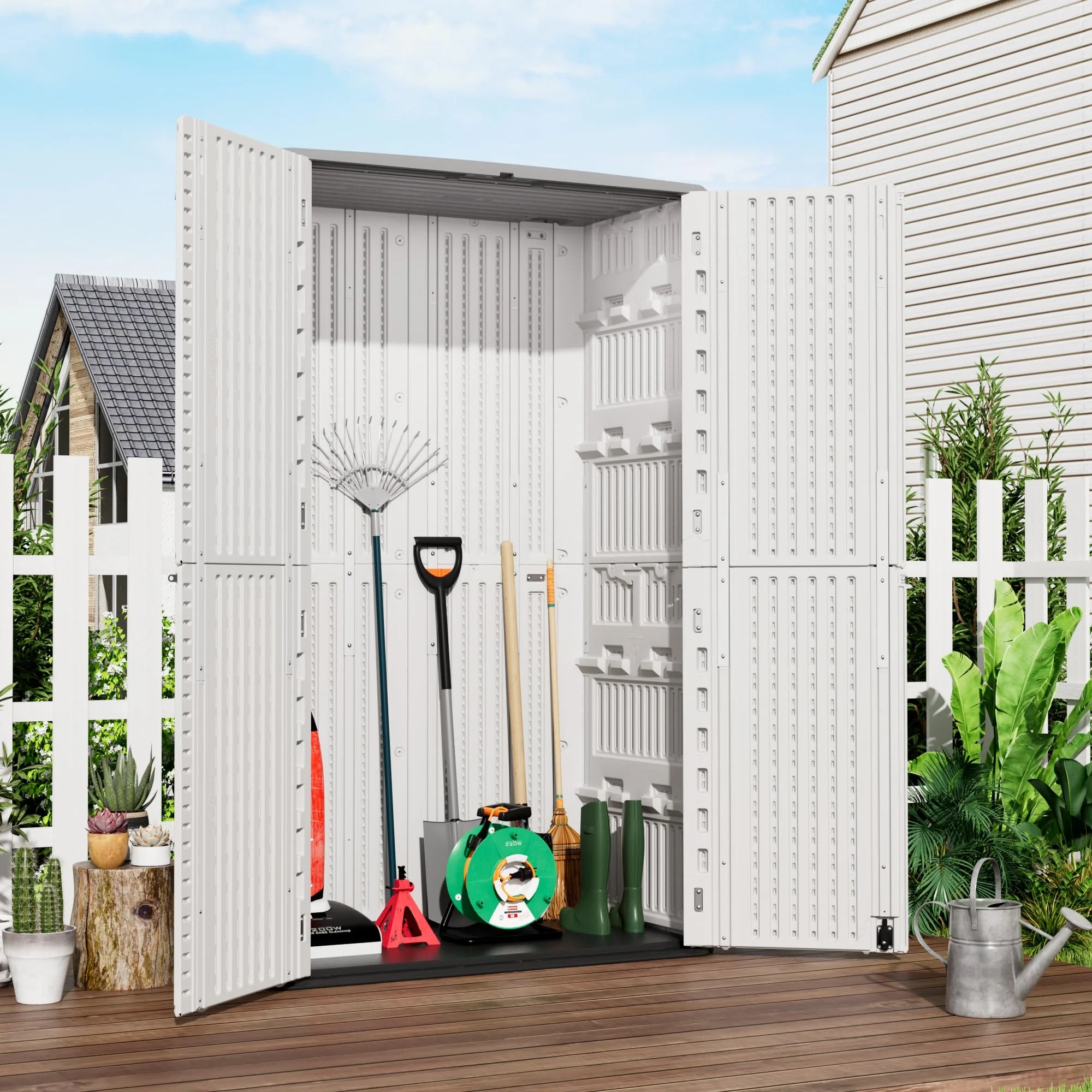 Customize Outdoor Storage Cabinet Waterproof & Lockable Durable HDPE Construction 1472L Capacity Eco-Friendly Easy to Clean