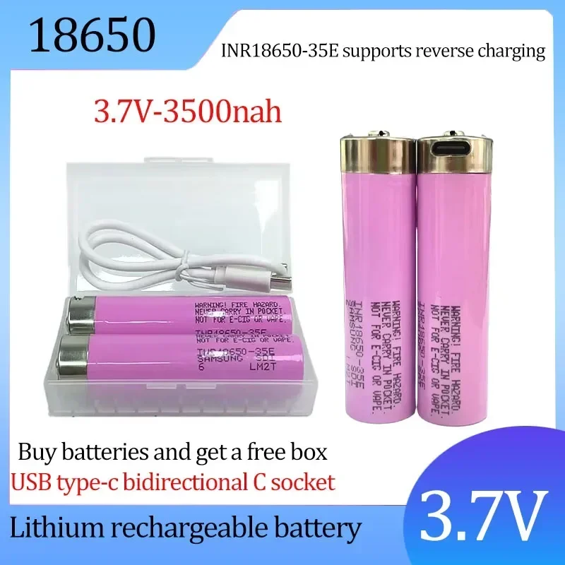 

3.7V NCR18650-35E 3500mah lithium rechargeable battery USB type-c bidirectional C socket suitable for mobile power supply