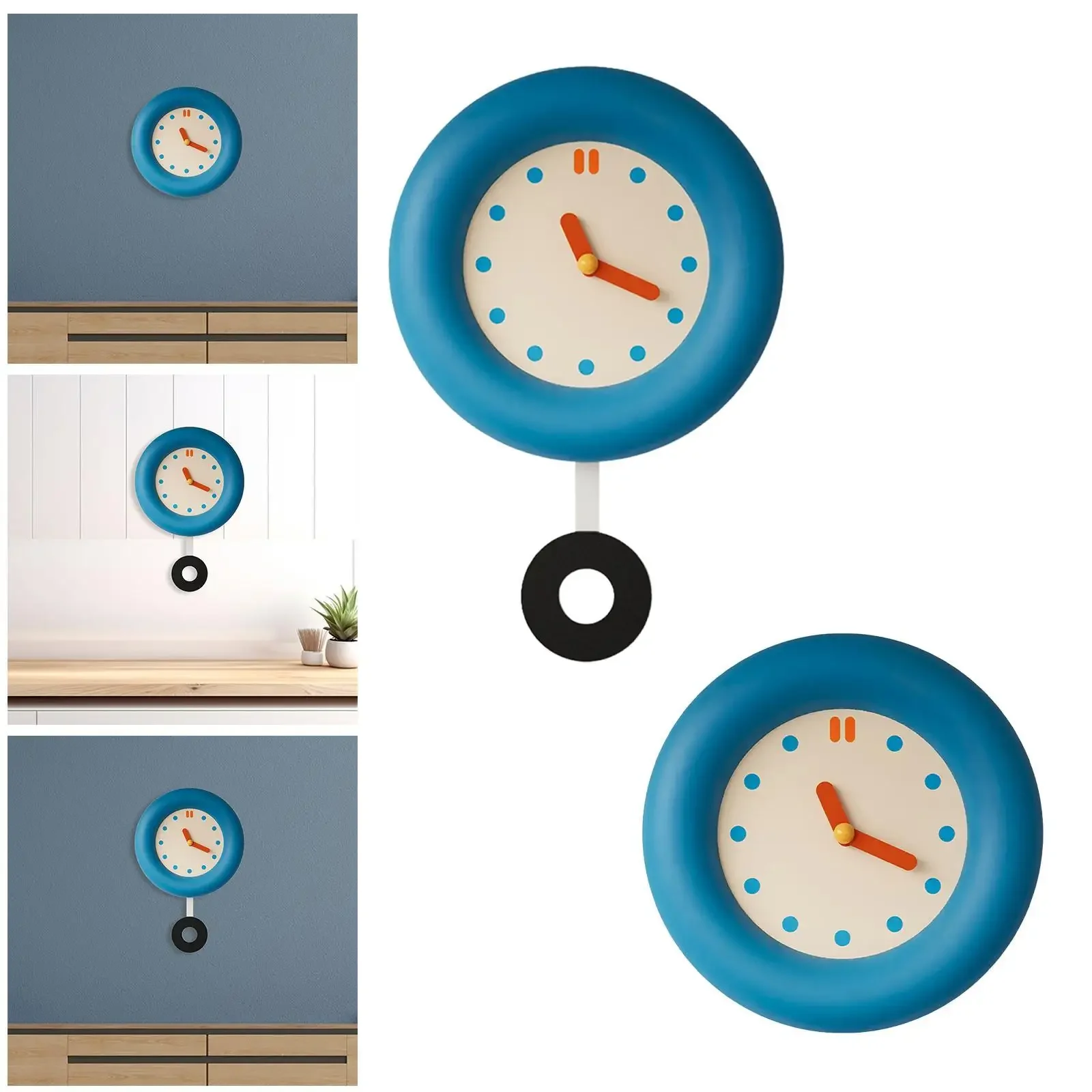 Round Wall Clock Decorative Clock Dining Room Silent Hanging Clock Analog Clock for Kitchen Dorm Contemporary Living Room Hotel