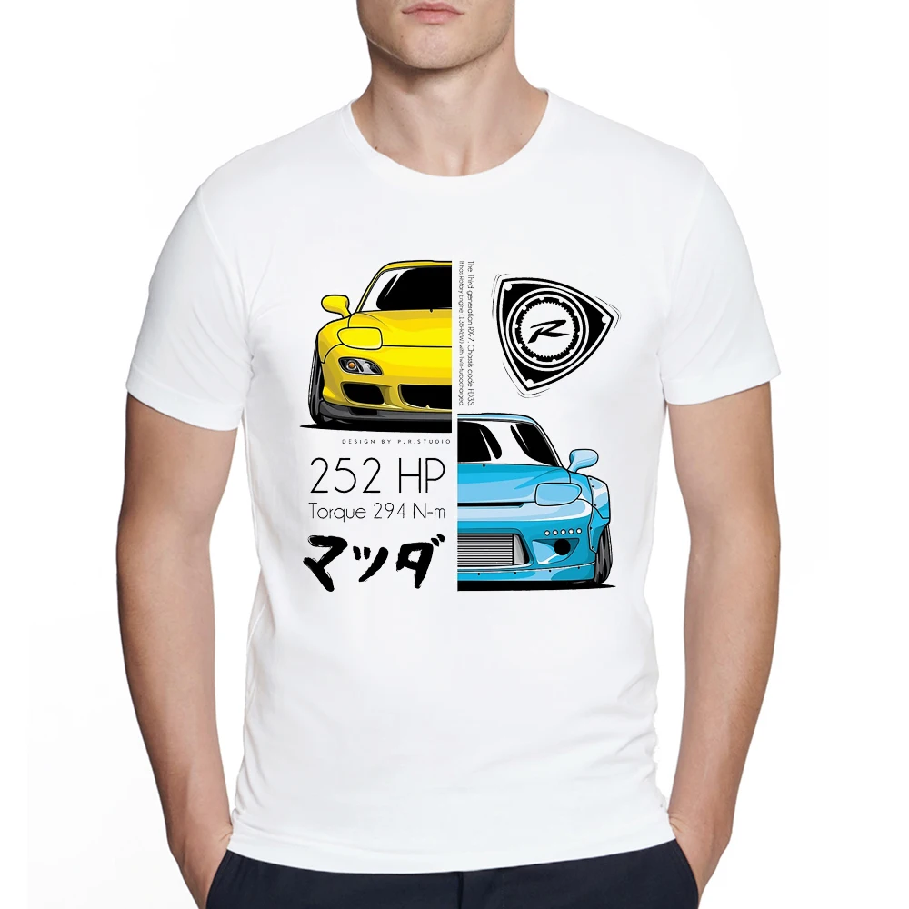 New Summer Fashion Men Legends Red yellow blue Rx7 252HP torque 294N-m Print T-Shirt Hip Hop Boy Casual Tops Car Sport Tees