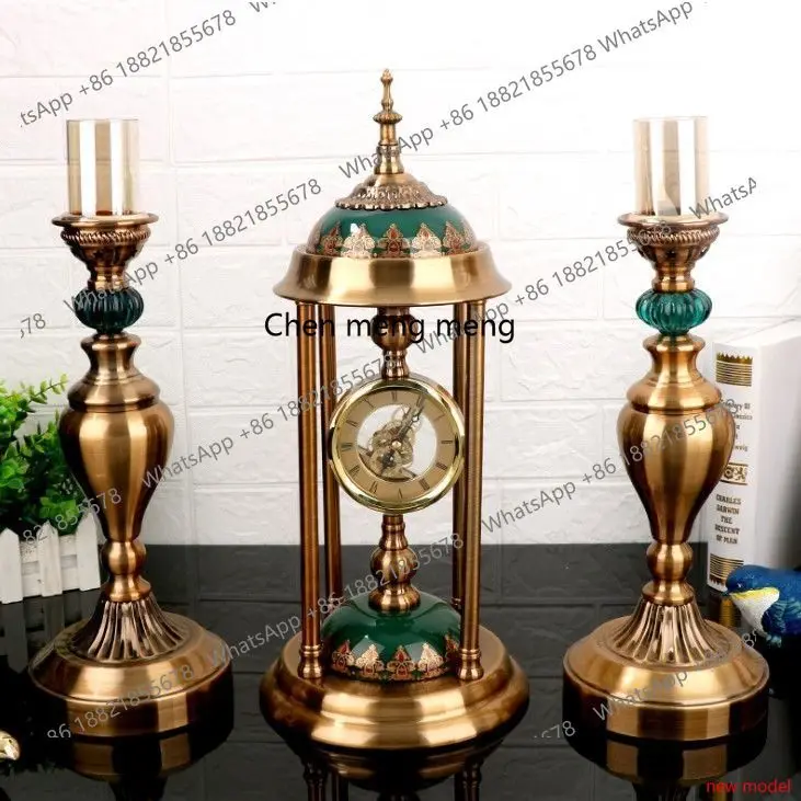H178American ornament table European clock desktop candlestick retro French living room decoration